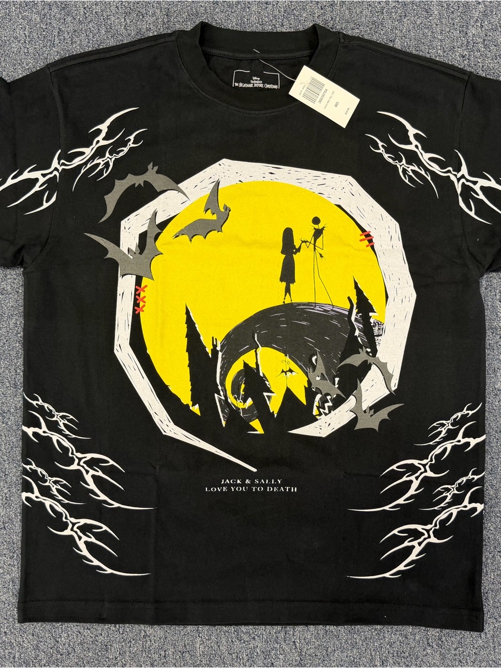 Disney Black Short-Sleeve Tee with Yellow Gothic Moon Graphic